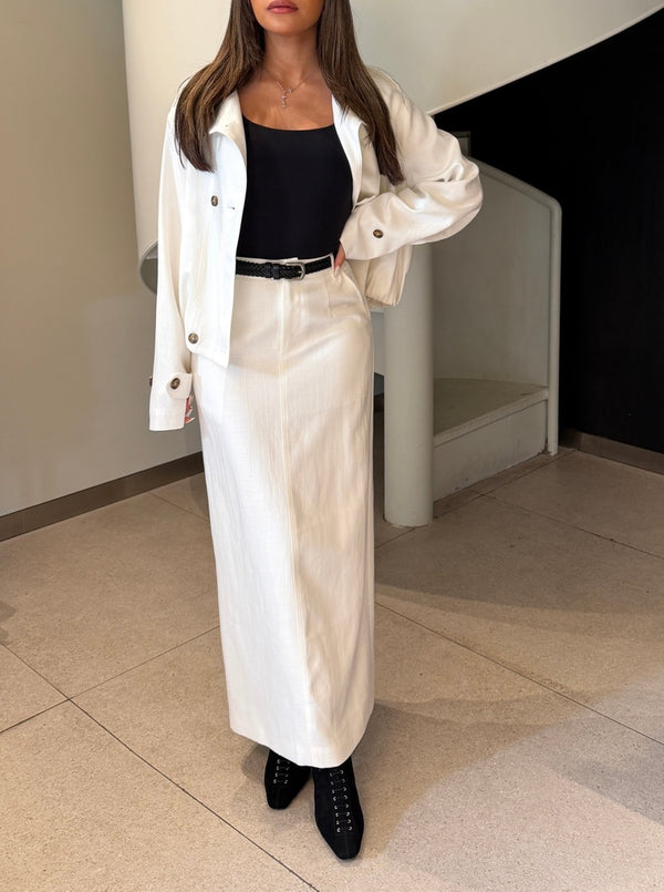 Funnel Neck Jacket + Skirt Set