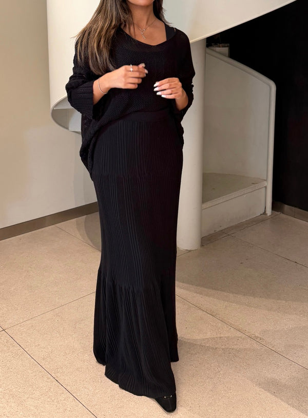 Knitted Crochet + Long Skirt