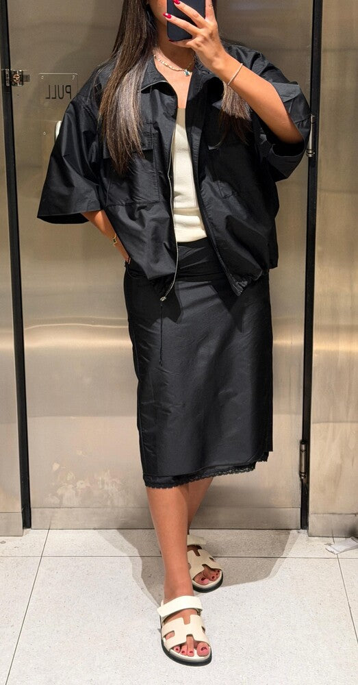Short Sleeve Zip-Up + Skirt Set
