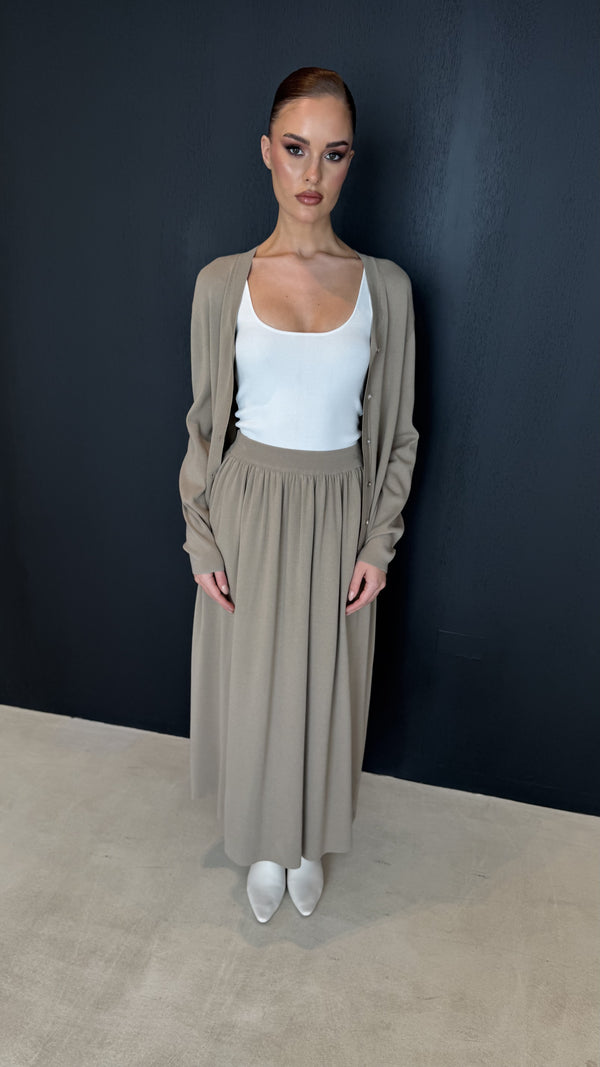 Long Sleeve Cardigan + Skirt Set