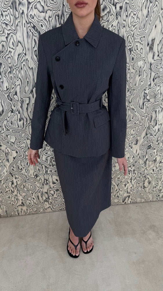 Belted Blazer + Skirt Set