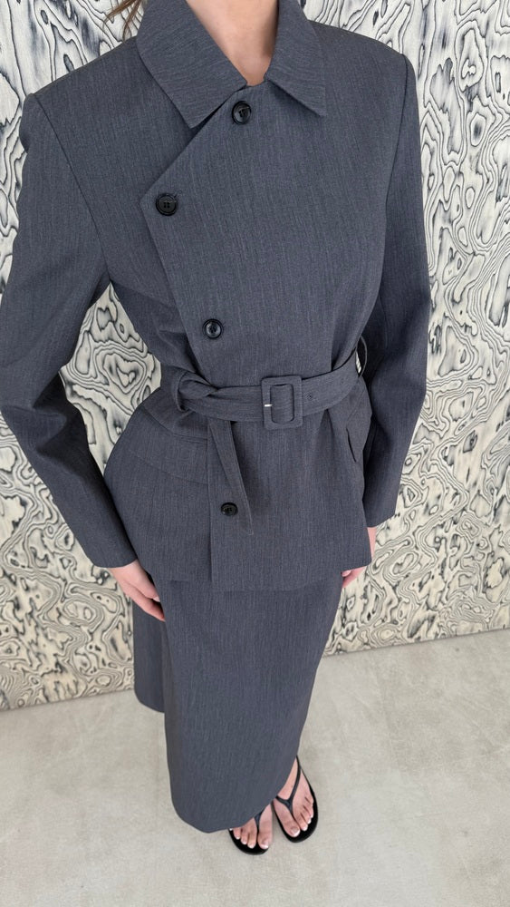 Belted Blazer + Skirt Set
