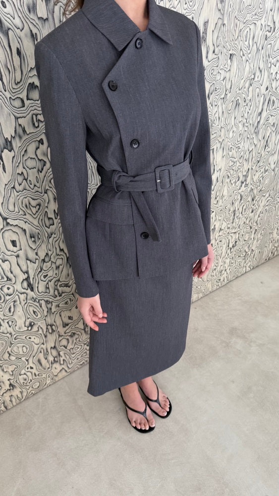 Belted Blazer + Skirt Set