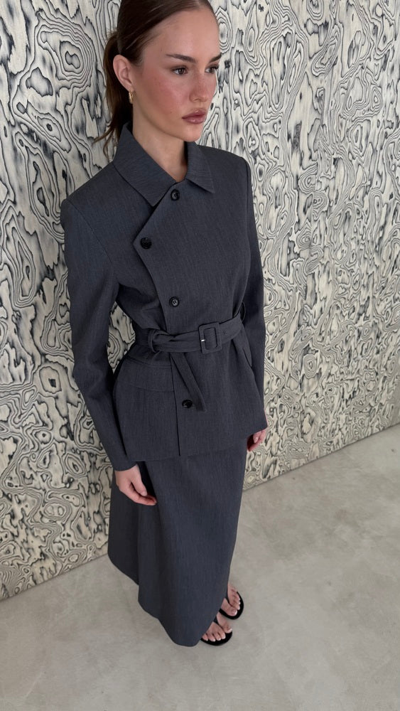 Belted Blazer + Skirt Set