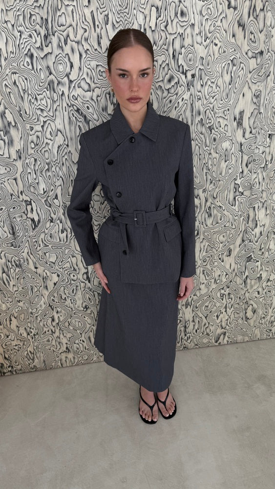 Belted Blazer + Skirt Set