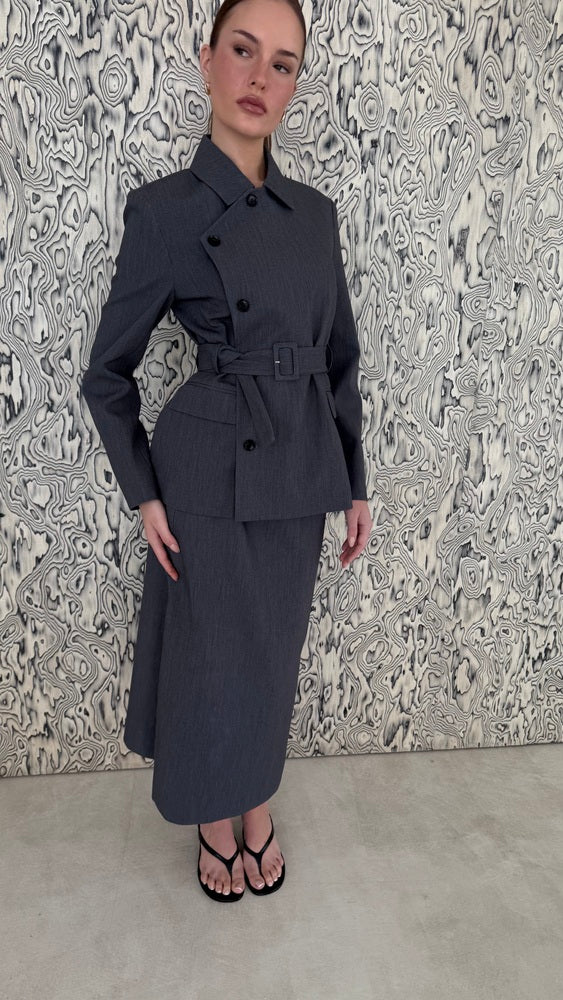Belted Blazer + Skirt Set