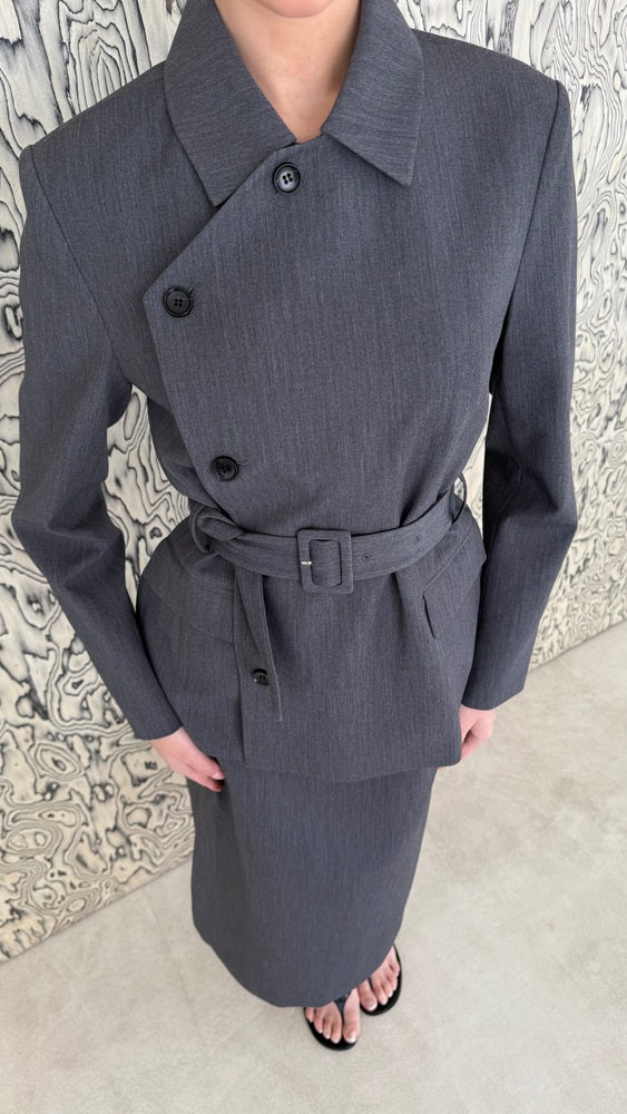 Belted Blazer + Skirt Set