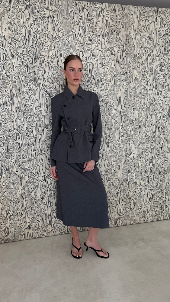 Belted Blazer + Skirt Set