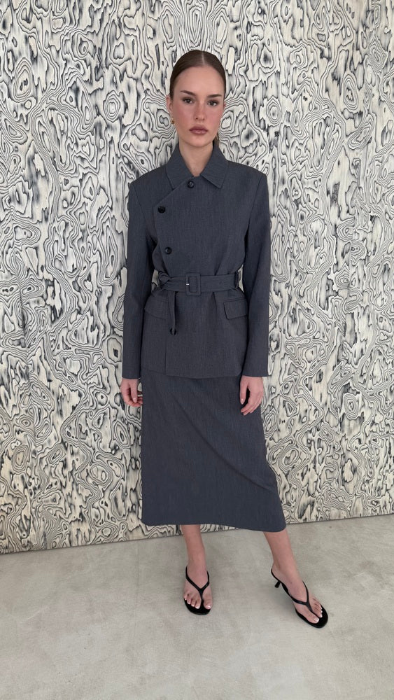 Belted Blazer + Skirt Set