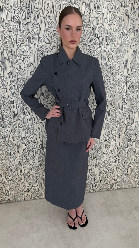 Belted Blazer + Skirt Set
