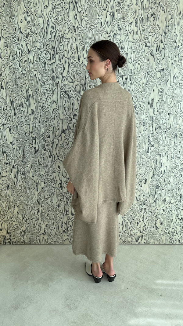 Wrap Shoulder Wool Dress