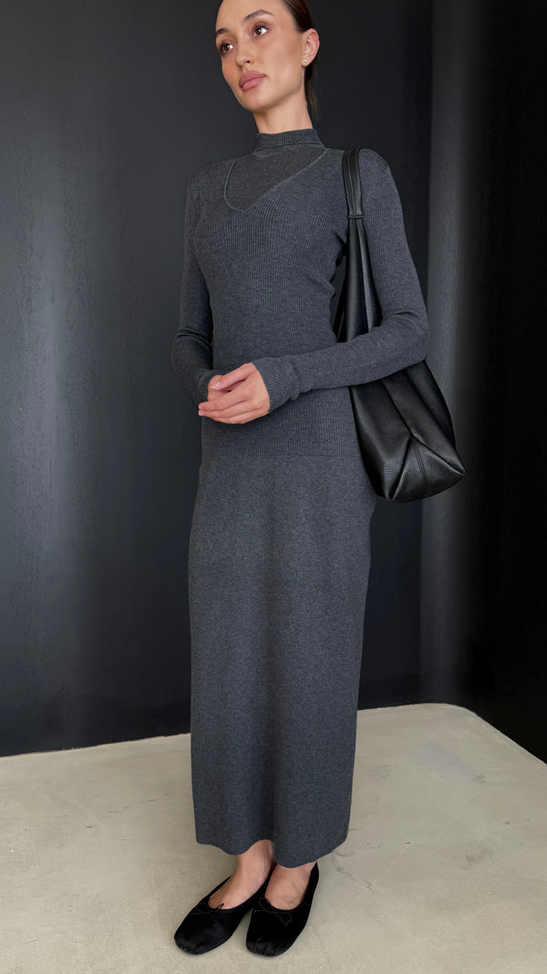 Cardigan + Ribbed Dress