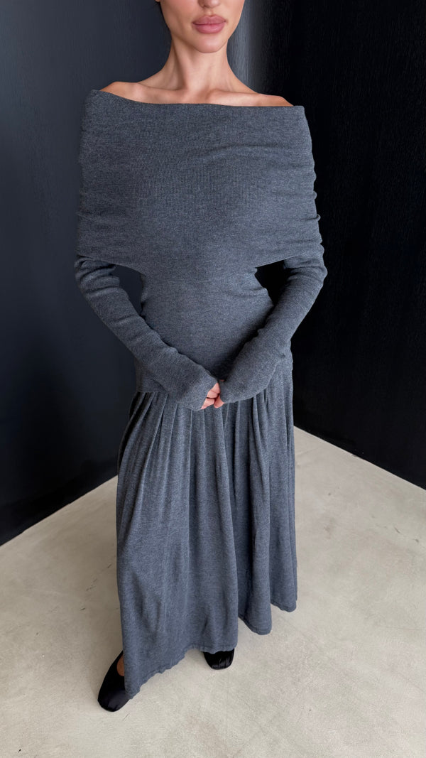 Off Shoulder + Pleated Skirt