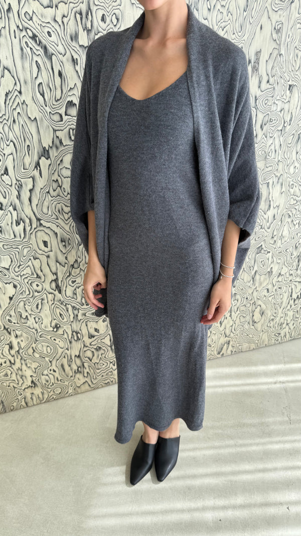Wrap Shoulder Wool Dress