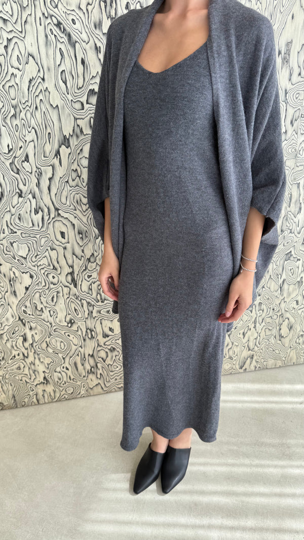 Wrap Shoulder Wool Dress