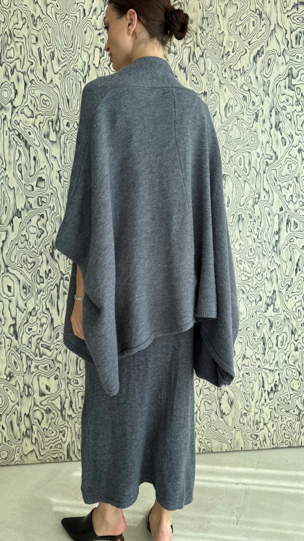 Wrap Shoulder Wool Dress