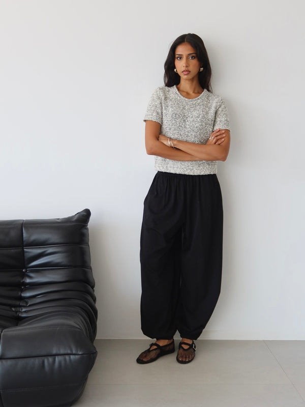 Marled Short Sleeve Sweater