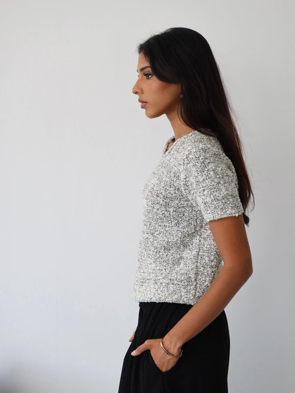 Marled Short Sleeve Sweater