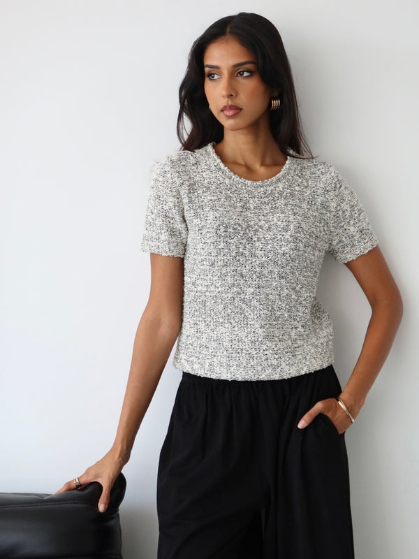 Marled Short Sleeve Sweater