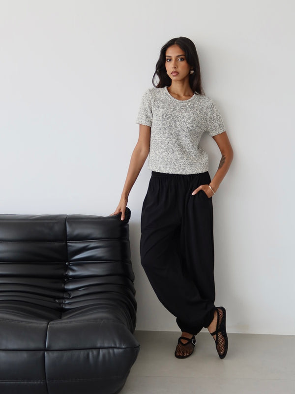 Marled Short Sleeve Sweater