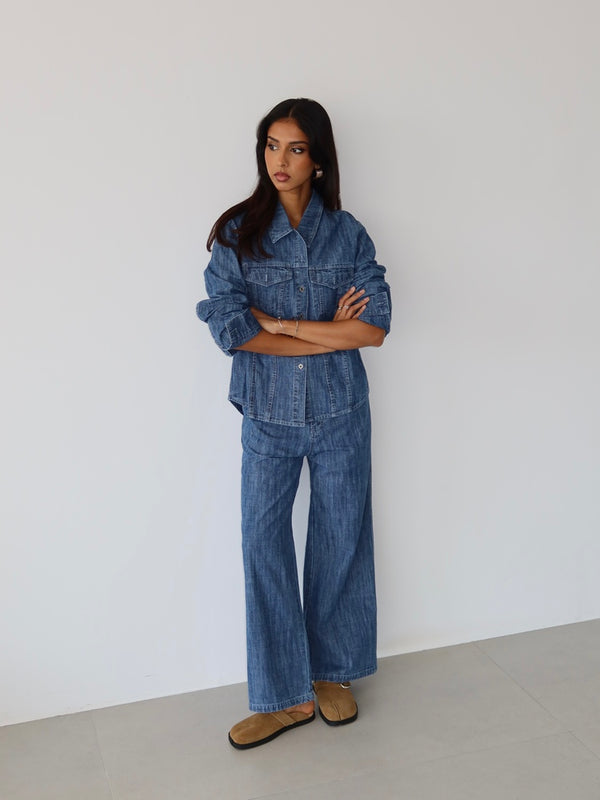 Collared Denim Set