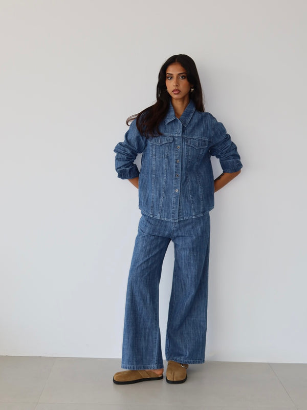 Collared Denim Set