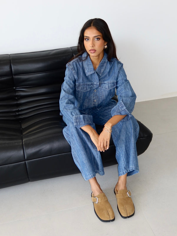 Collared Denim Set