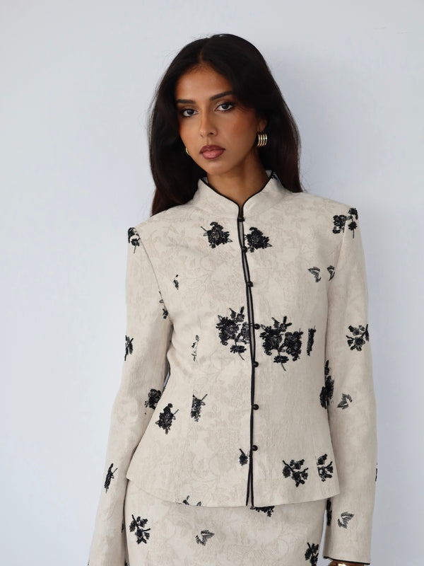 Embroidered Top + Skirt Set