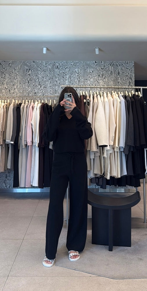 Collar Wool Pants Set