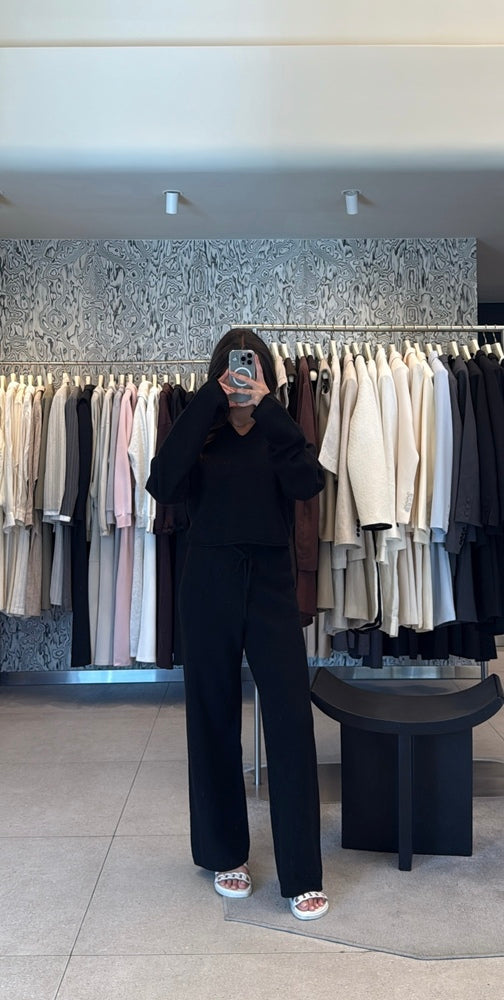 Collar Wool Pants Set