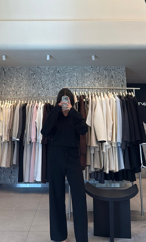 Collar Wool Pants Set