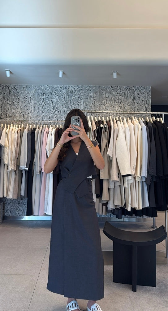 V-Neck Sleeveless Vest Skirt Set