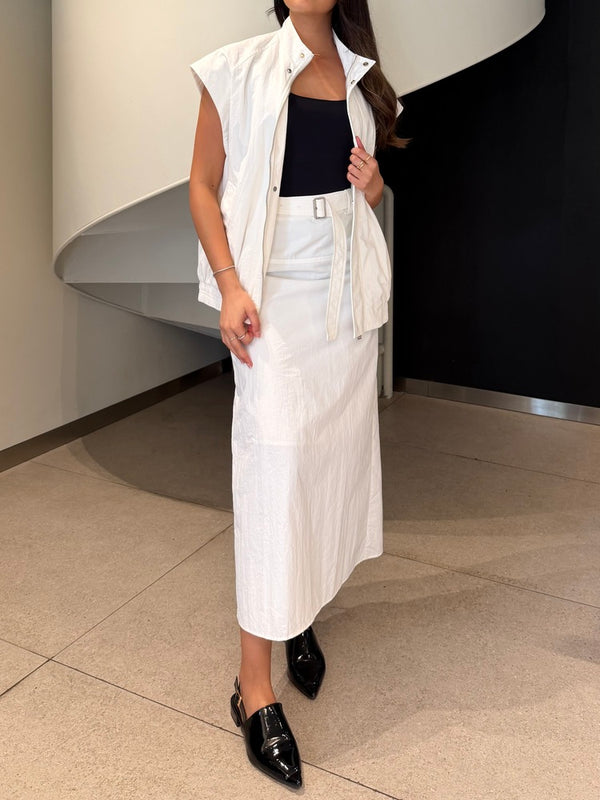 Crinkled Vest Skirt Set