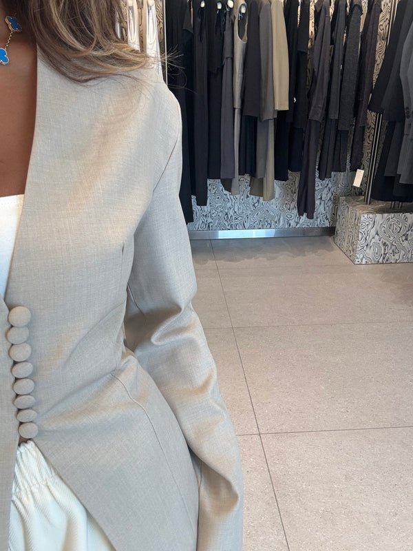 Button Collarless Blazer
