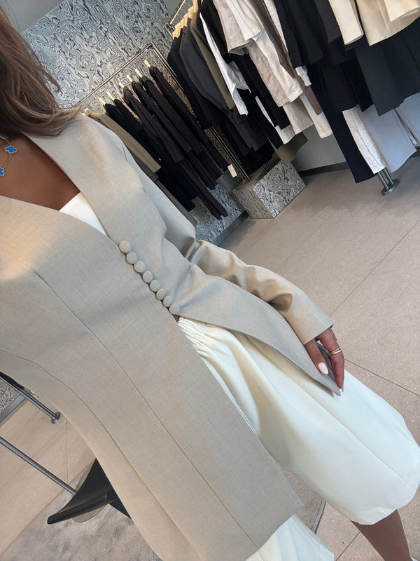 Button Collarless Blazer