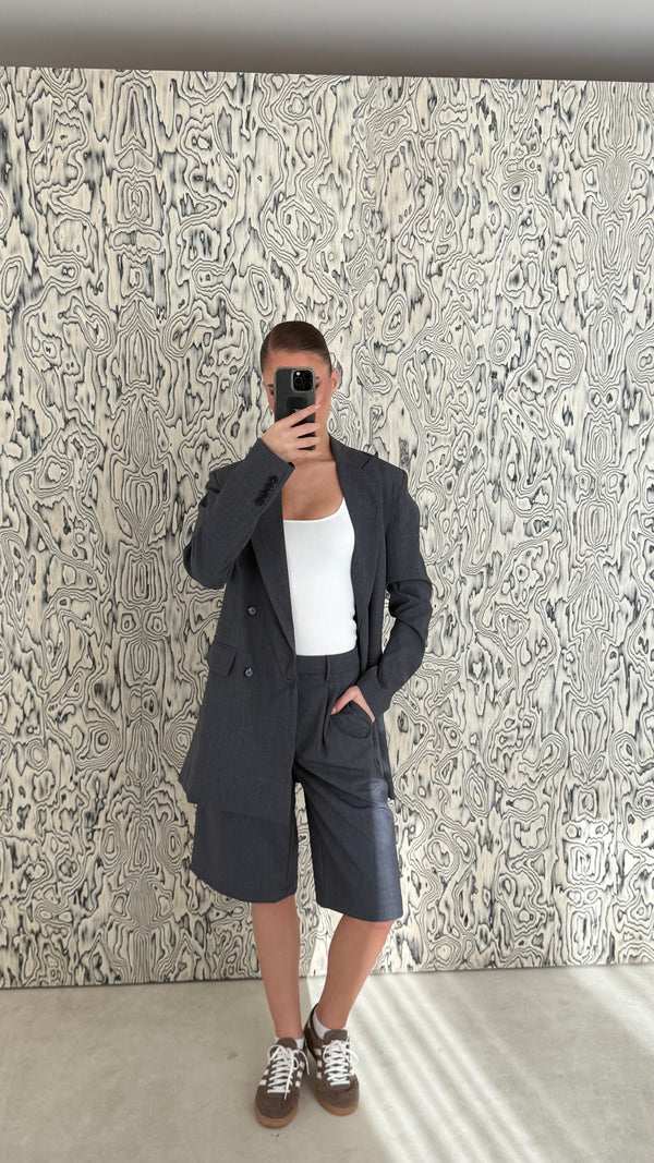 Gray Blazer + Short Set