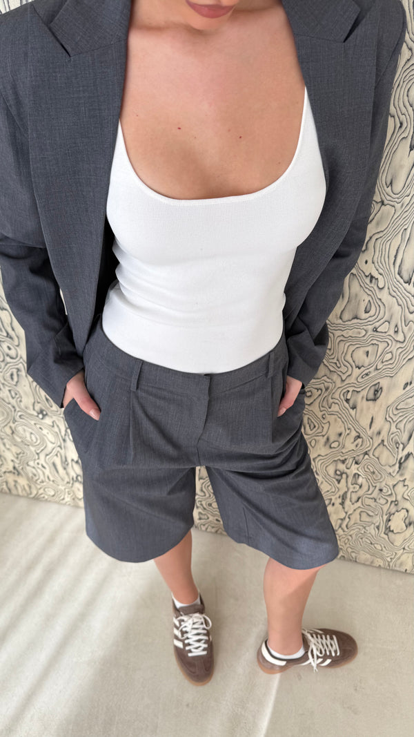 Gray Blazer + Short Set