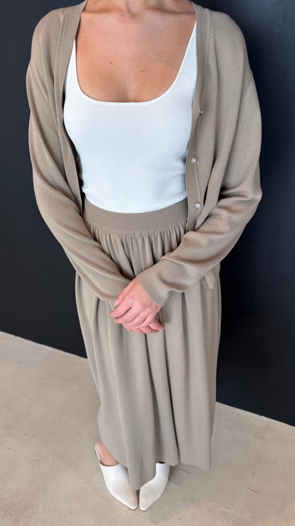 Long Sleeve Cardigan + Skirt Set