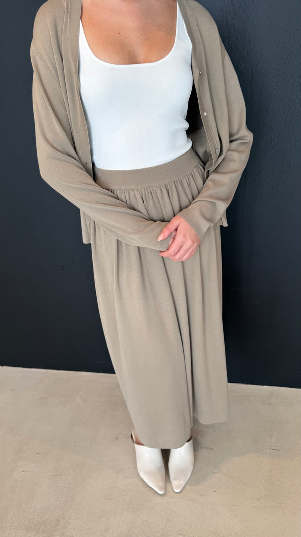 Long Sleeve Cardigan + Skirt Set