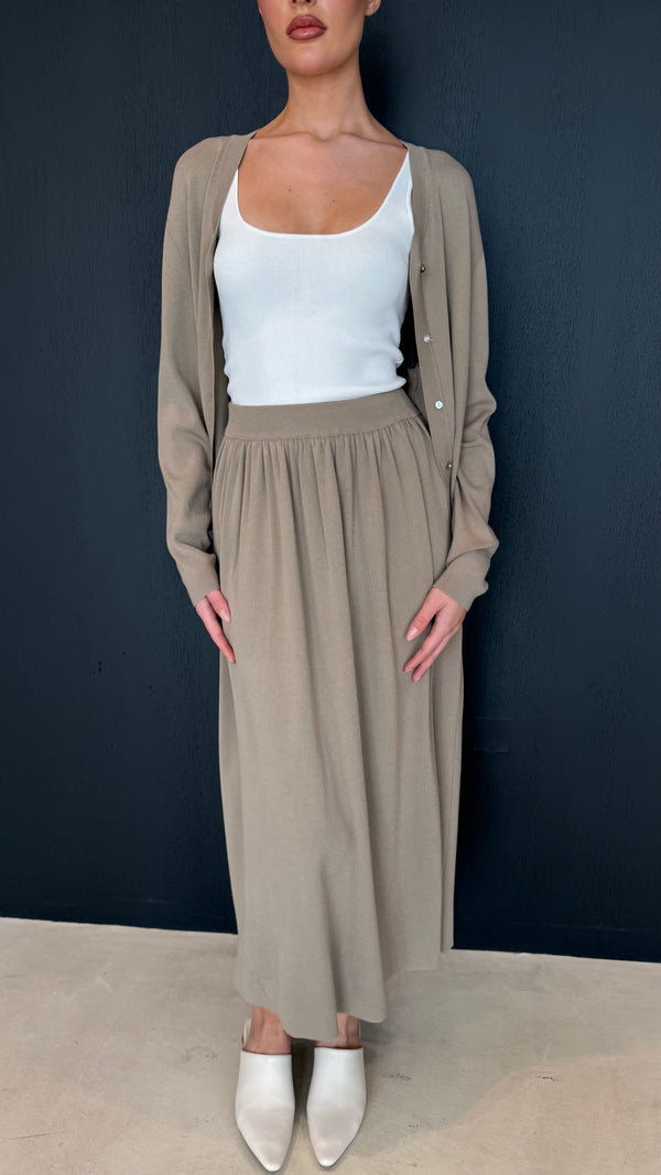 Long Sleeve Cardigan + Skirt Set