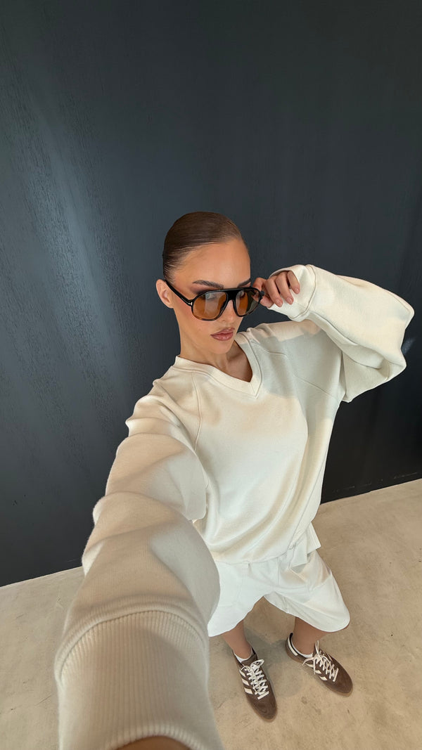 V-Neck Sweater + Short Set