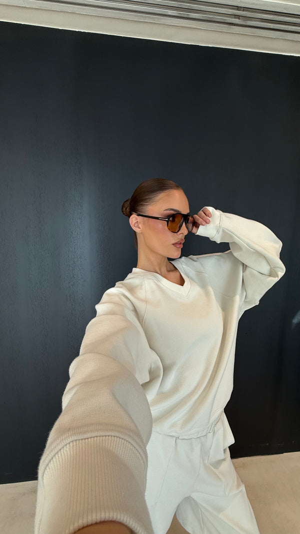 V-Neck Sweater + Short Set