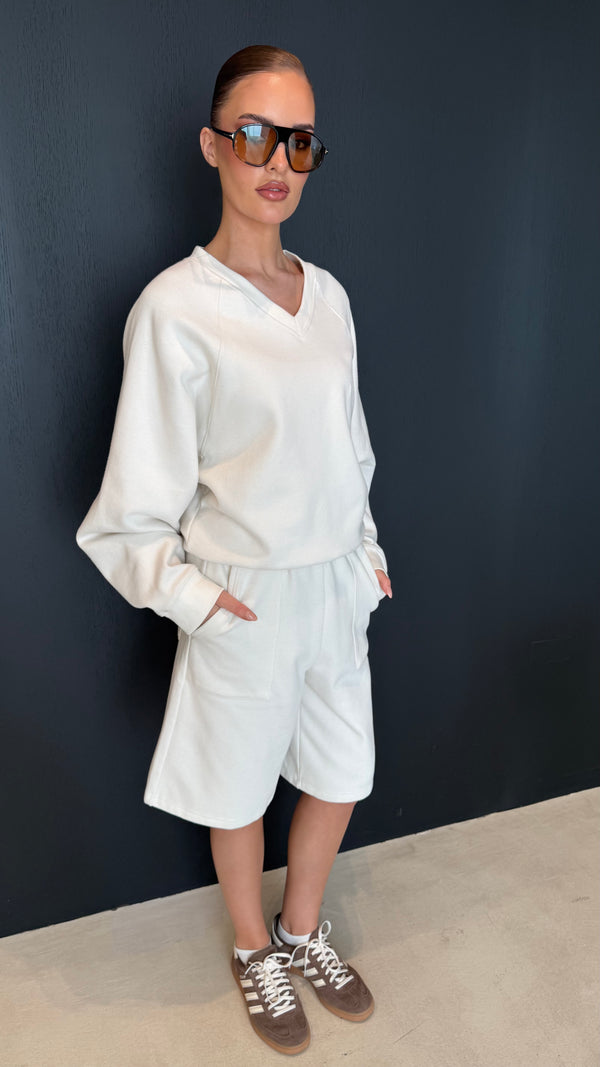 V-Neck Sweater + Short Set