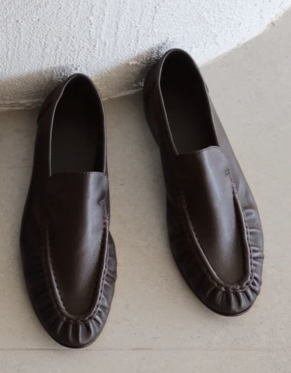 Leather Pleated Loafers
