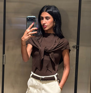 Ribbed Knit Scarf Top