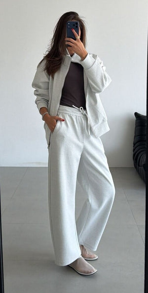 High Neck Zip -Up Jacket + Pants Set