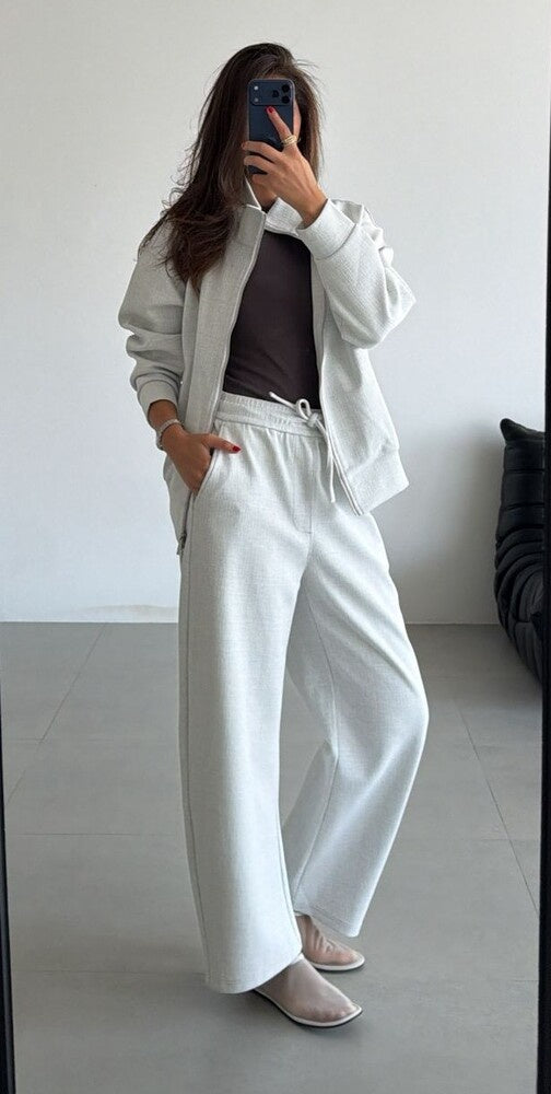 High Neck Zip -Up Jacket + Pants Set