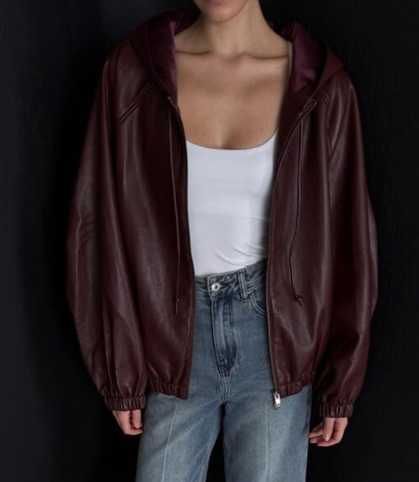 Hooded Leather Jacket