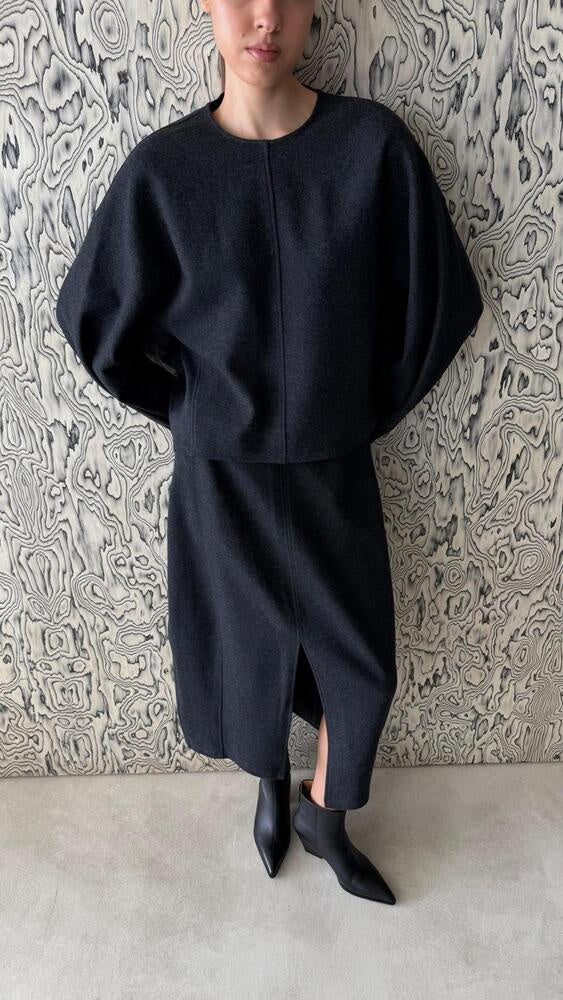 Round Neck Wool Skirt Set