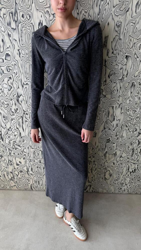 Hoodie Striped Tank Top + Skirt Set